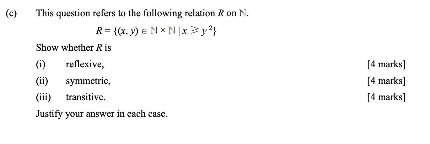 Solved This Question Refers To The Following Relation R On | Chegg.com