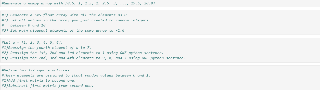 Solved a numpy array with [0.5, 1, 1.5, 2, 2.5, 3, | Chegg.com