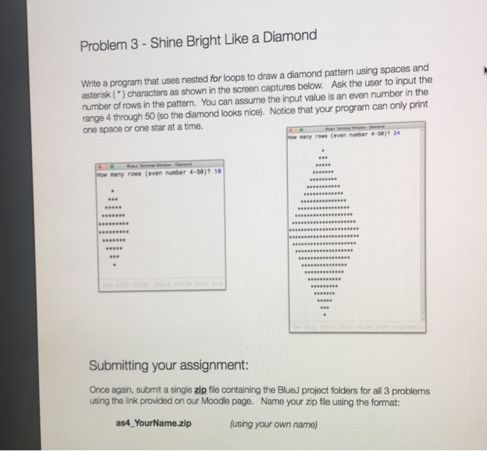 Solved Problem 3 - Shine Bright Like a Diamond Write a | Chegg.com
