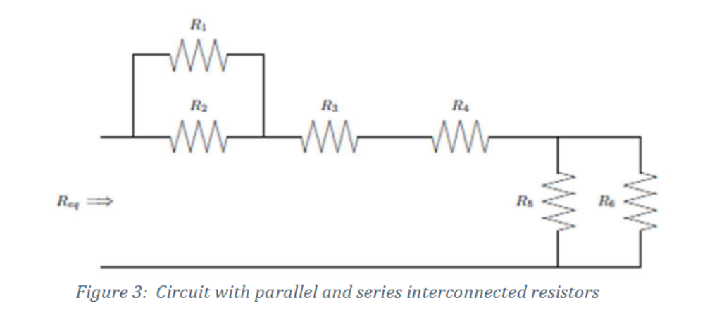 Figure 3: Circuit with parallel and series interconnected resistors