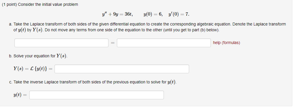 Solved (1 point) Consider the initial value problem | Chegg.com