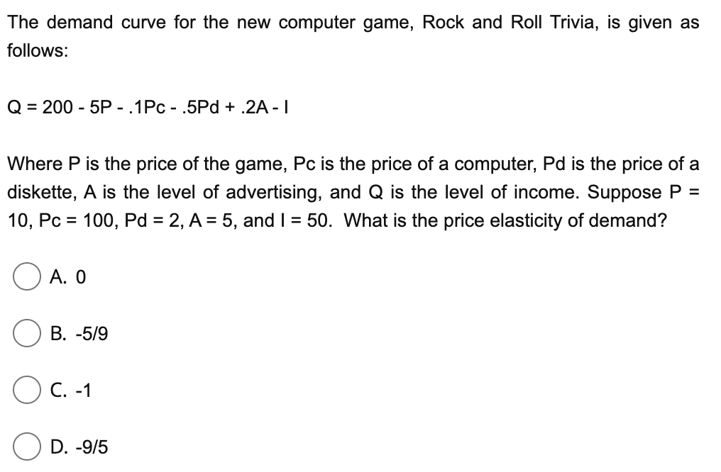 Solved The Demand Curve For The New Computer Game, Rock And | Chegg.com