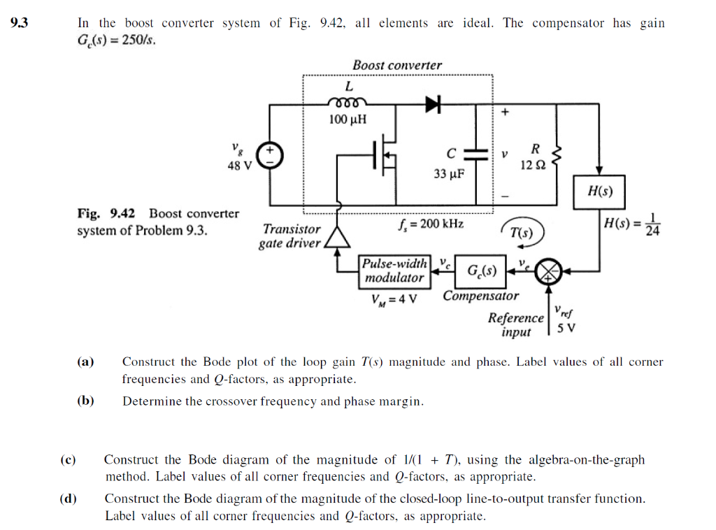 9.3 In the boost converter system of Fig. 9.42, all