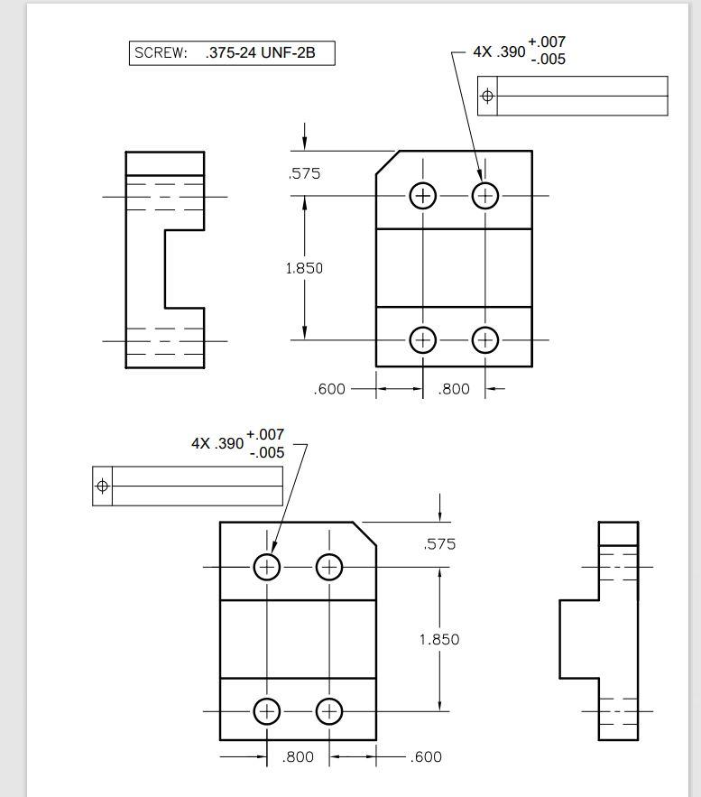 SCREW: 375-24 UNF-2B +.007 4X.390 -.005 .575 (+) + | Chegg.com