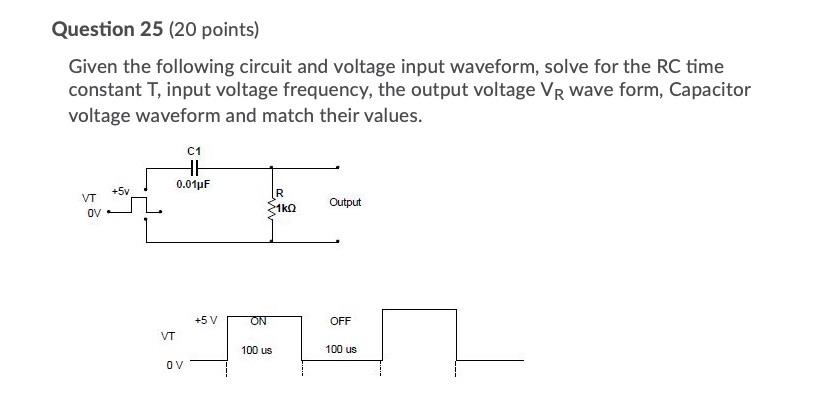 Solved Question 25 (20 points) Given the following circuit | Chegg.com