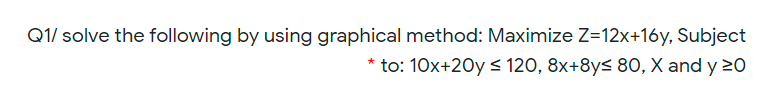 Solved Q1/ solve the following by using graphical method: | Chegg.com