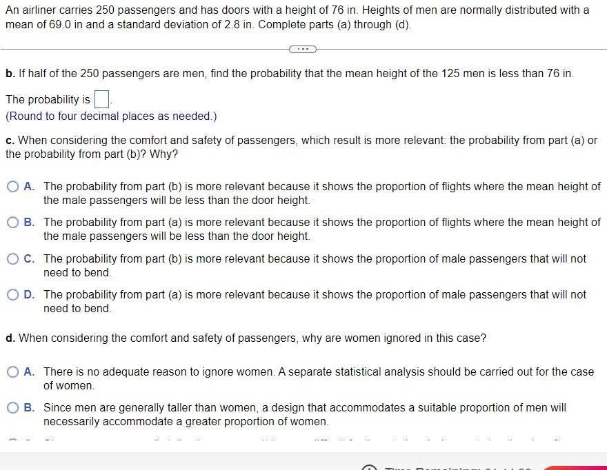 Solved An airliner carries 250 passengers and has doors with | Chegg.com