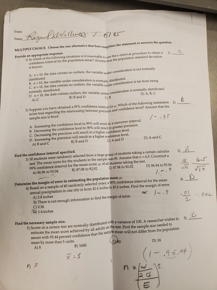 Solved Exam Name Regal Willos T-6185 MULTIPLE CHOICE. Choose | Chegg.com