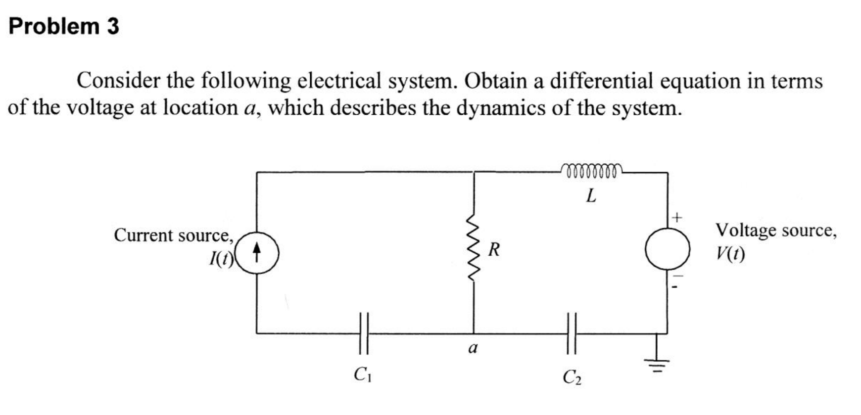 Solved Consider the following electrical system. Obtain a | Chegg.com