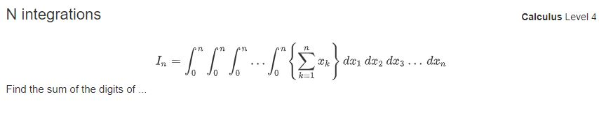 Solved N integrations Calculus Level 4 Jo J0 J0 Find the sum | Chegg.com