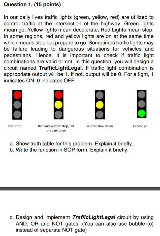 Solved In our daily lives traffic lights (green, yellow,