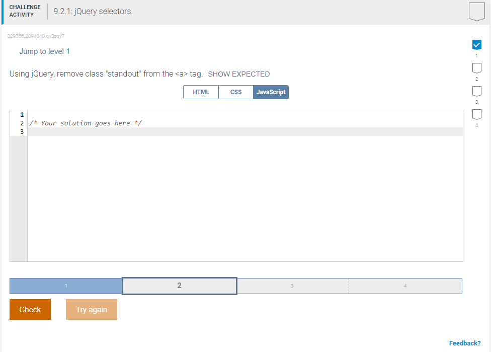 Solved CHALLENGE ACTIVITY 9.2.1: jQuery selectors. | Chegg.com