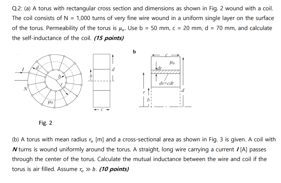 Solved Q.2: (a) A torus with rectangular cross section and | Chegg.com