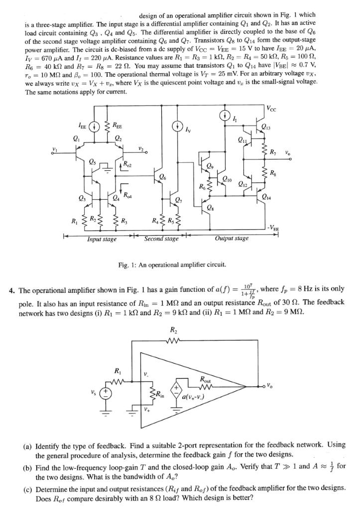 Solved design of an operational amplifier circuit shown in | Chegg.com