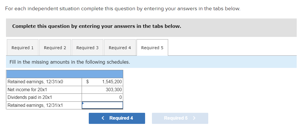 Solved For each independent situation complete this question | Chegg.com