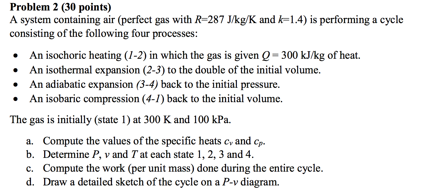 Solved Problem 2 (30 points)A system containing air (perfect | Chegg.com