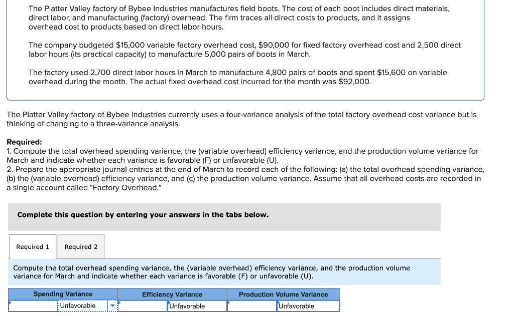 Solved The Platter Valley factory of Bybee Industries