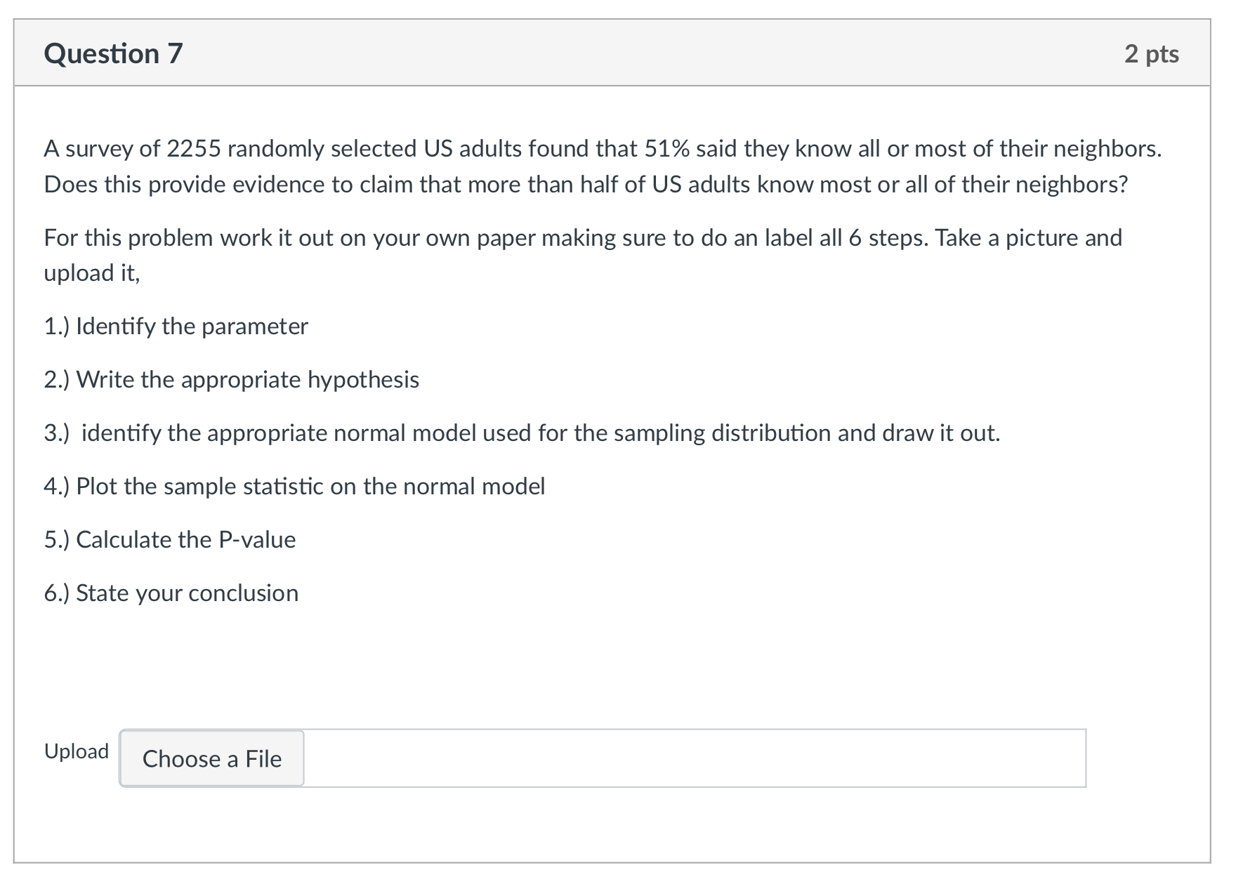 Solved Question 7A survey of 2255 ﻿randomly selected US | Chegg.com