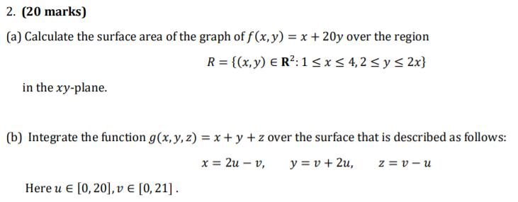 Solved 2 Marks A Calculate The Surface Area Of Th Chegg Com