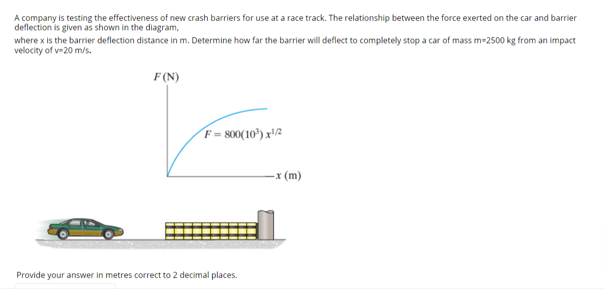 A company is testing the effectiveness of new crash barriers for use at a race track. The relationship between the force exer