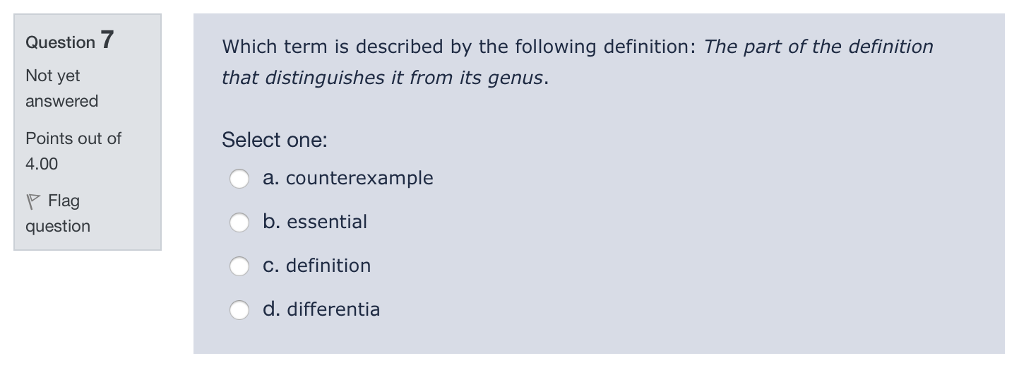 Solved What is the term that best describes the following | Chegg.com