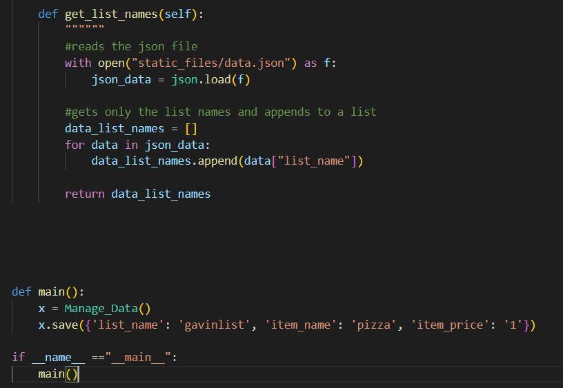 Solved import json class Manage_Data(): def init__(self): | Chegg.com