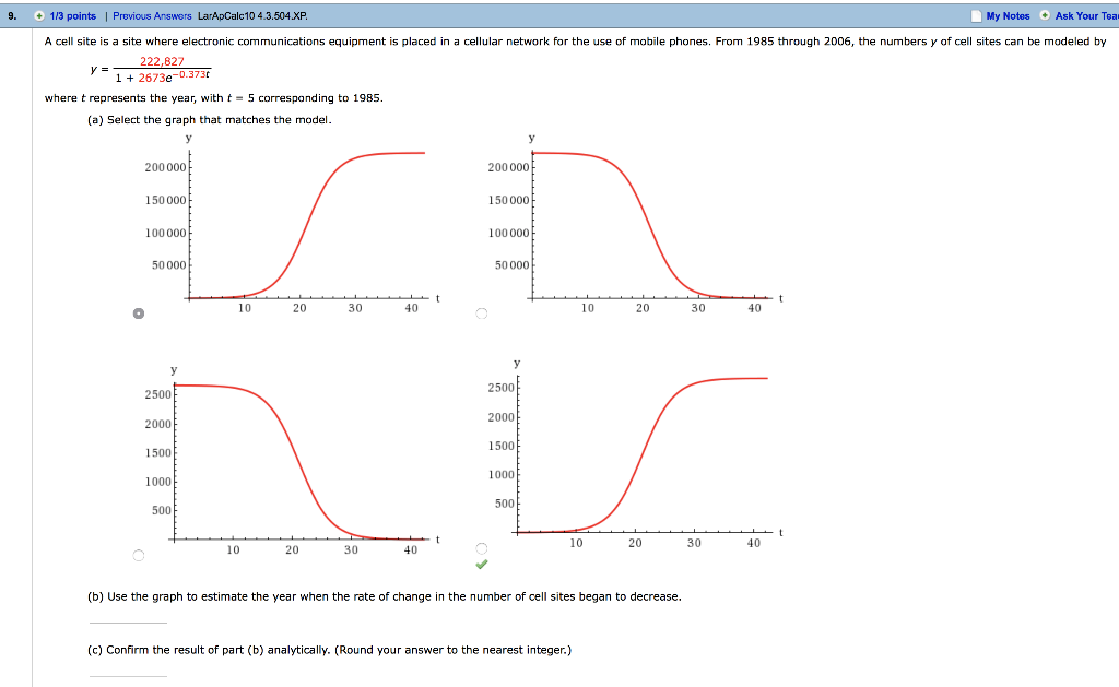 Solved 1/3 points | Previous Answers LarApCalc10 4.3.504.XP. | Chegg.com