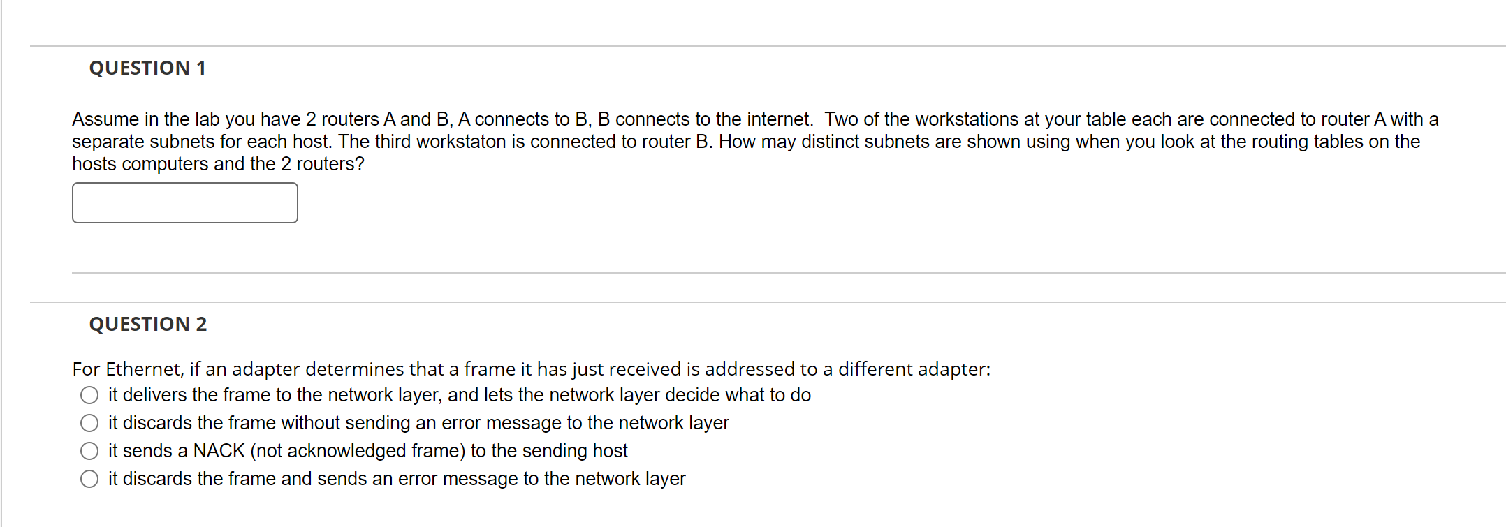 Solved Assume in the lab you have 2 routers A and B,A | Chegg.com
