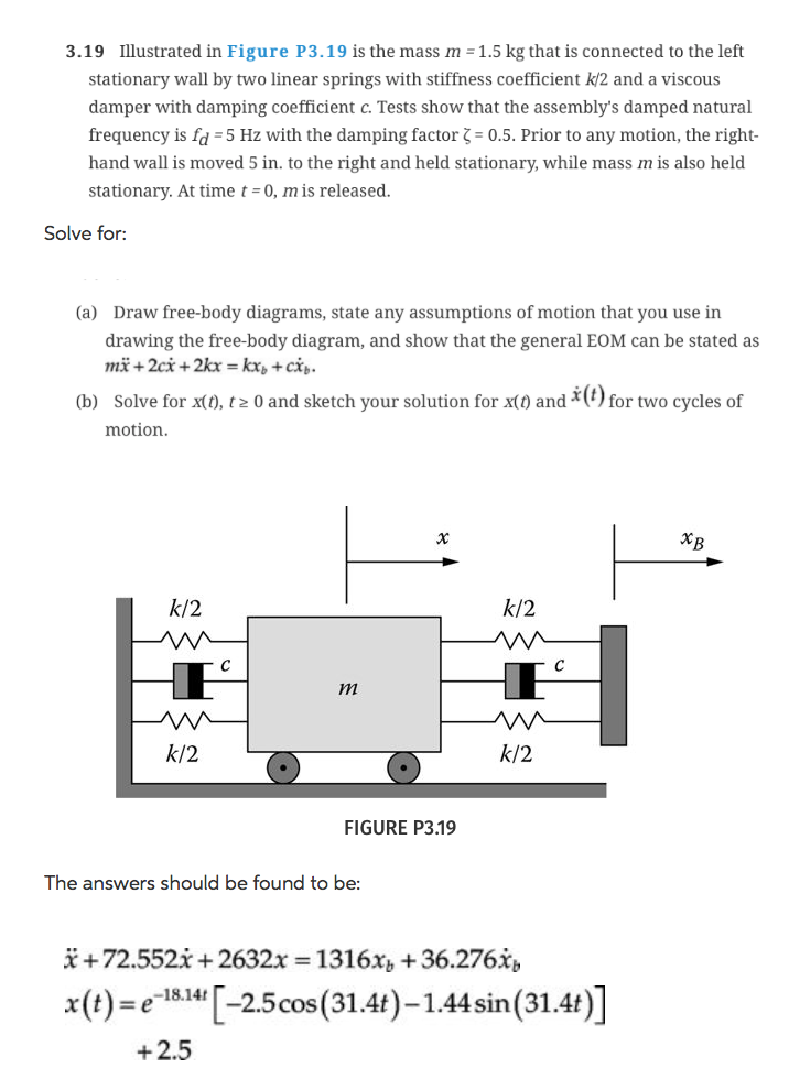 Solved 3.19 Illustrated in Figure P3.19 is the mass m 1.5 kg | Chegg.com