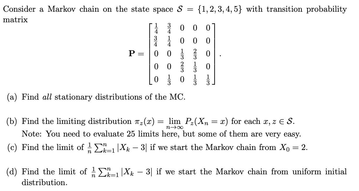 Consider a Markov chain on the state space S | Chegg.com