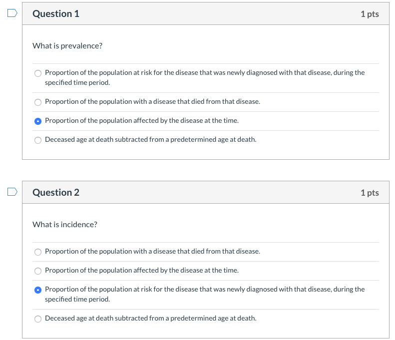 Solved Question 1 1 Pts What Is Prevalence Proportion Of Chegg Com