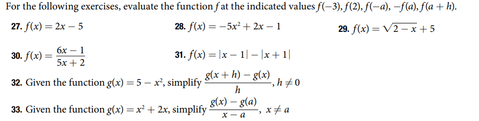 Solved For the following exercises, evaluate the function f | Chegg.com