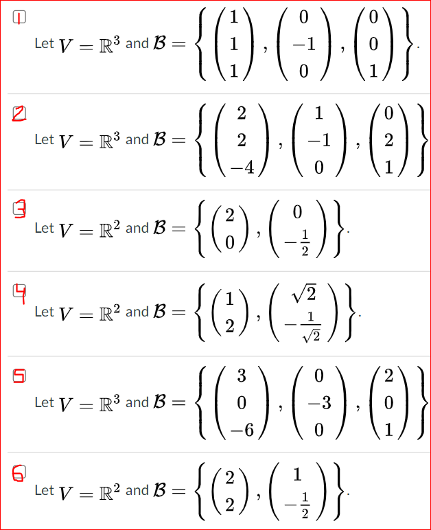 Solved Choose the numbers where B serves as Orthogonal | Chegg.com