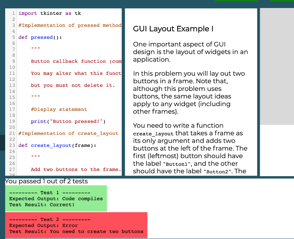 GUI Layout Example I One important aspect of GUI | Chegg.com