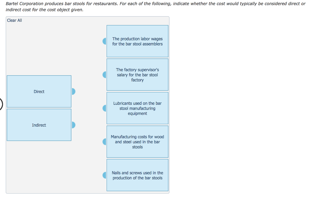Solved Bartel Corporation produces bar stools for