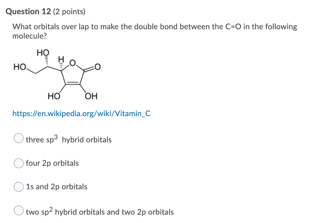 Solved Question 12 2 Points What Orbitals Over Lap To Make Chegg Com
