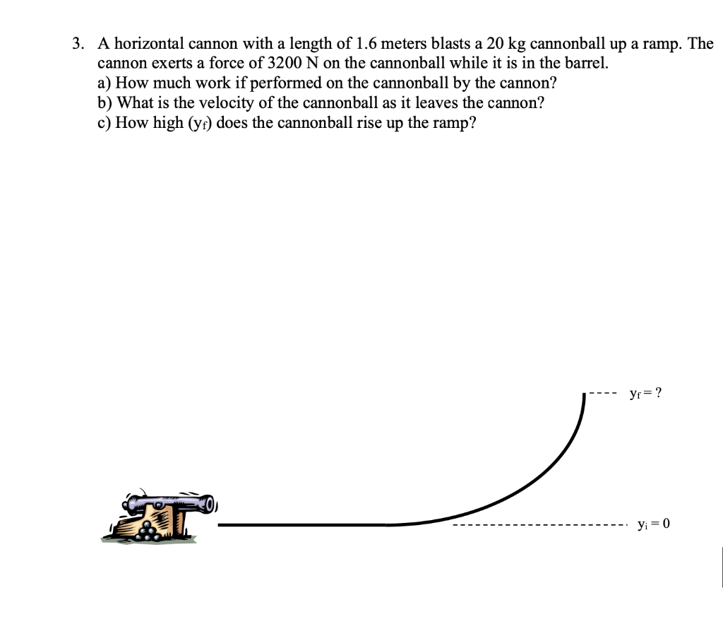Solved A horizontal cannon with a length of 1.6 meters