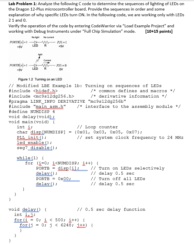 Lab Problem 1: Analyze the following C code to | Chegg.com