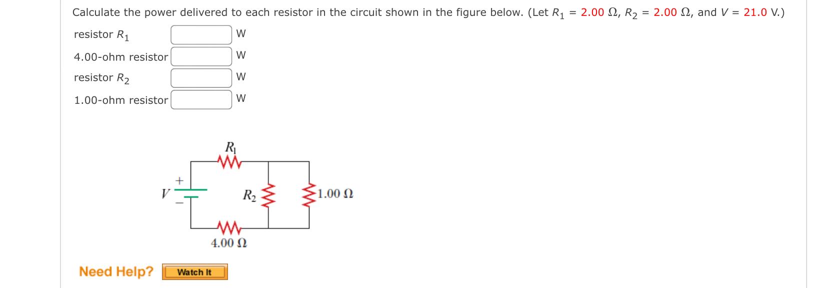 Solved Calculate the power delivered to each resistor in the | Chegg.com