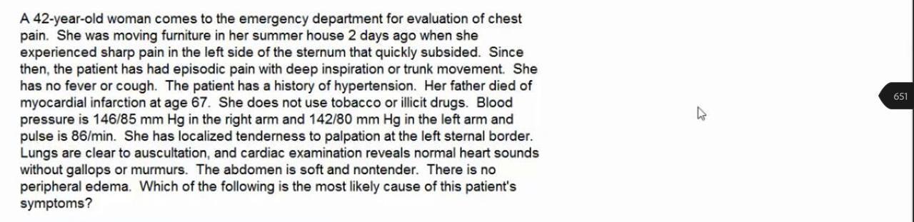 Solved 651 A 42-year-old woman comes to the emergency | Chegg.com