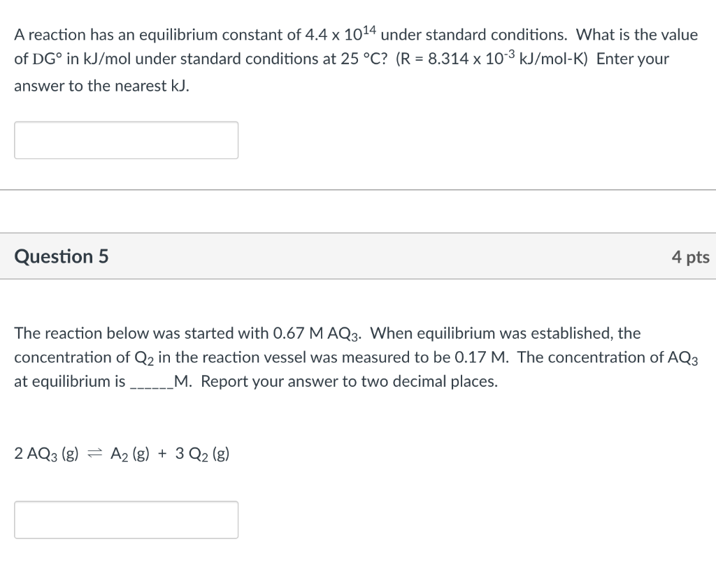 Solved A reaction has an equilibrium constant of 4.4 x 1014 | Chegg.com