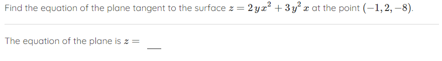 Solved Find The Equation Of The Plane Tangent To The Surface Chegg