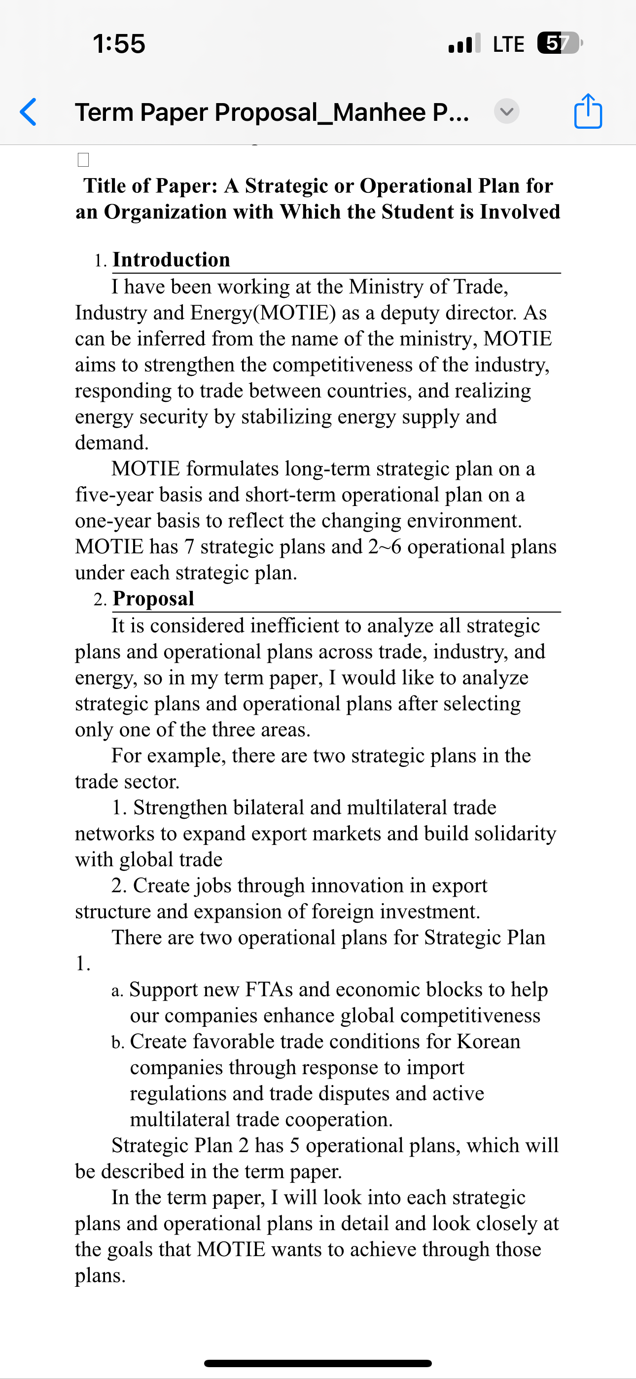 Solved submit a term proposal paper on a strategic plan for | Chegg.com