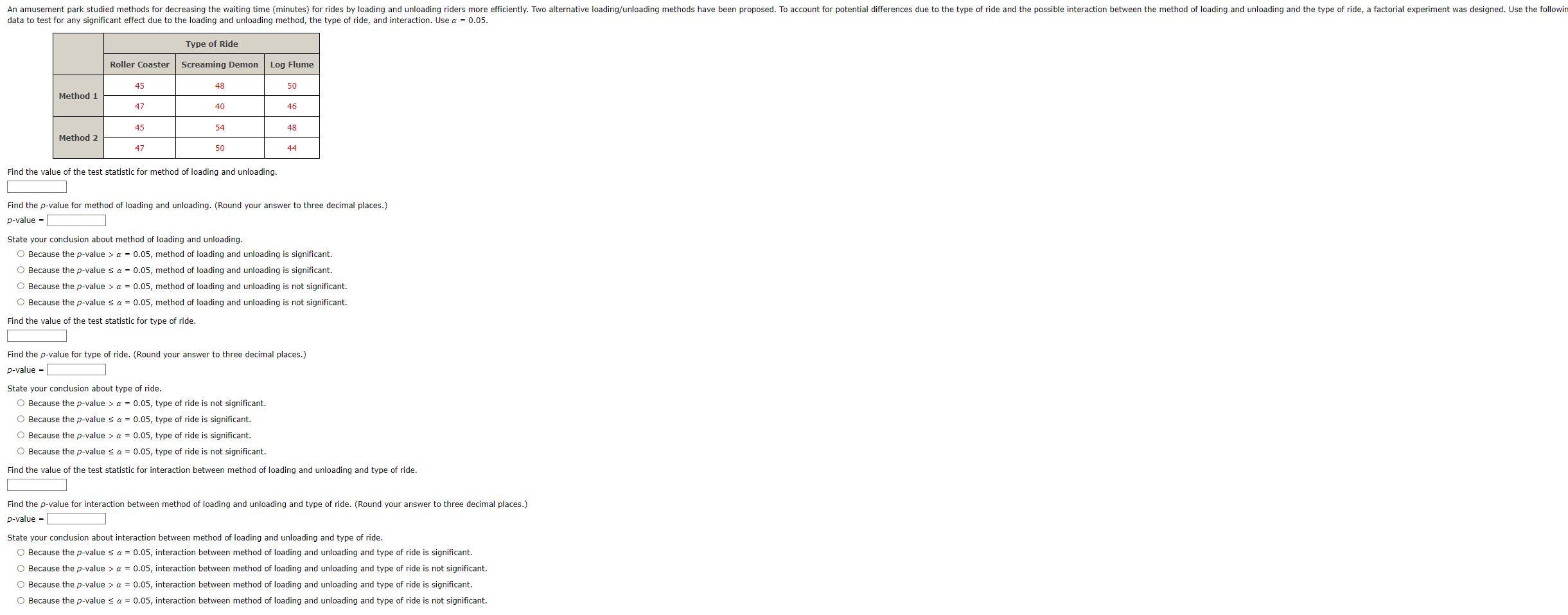 Solved data to test for any significant effect due to the | Chegg.com