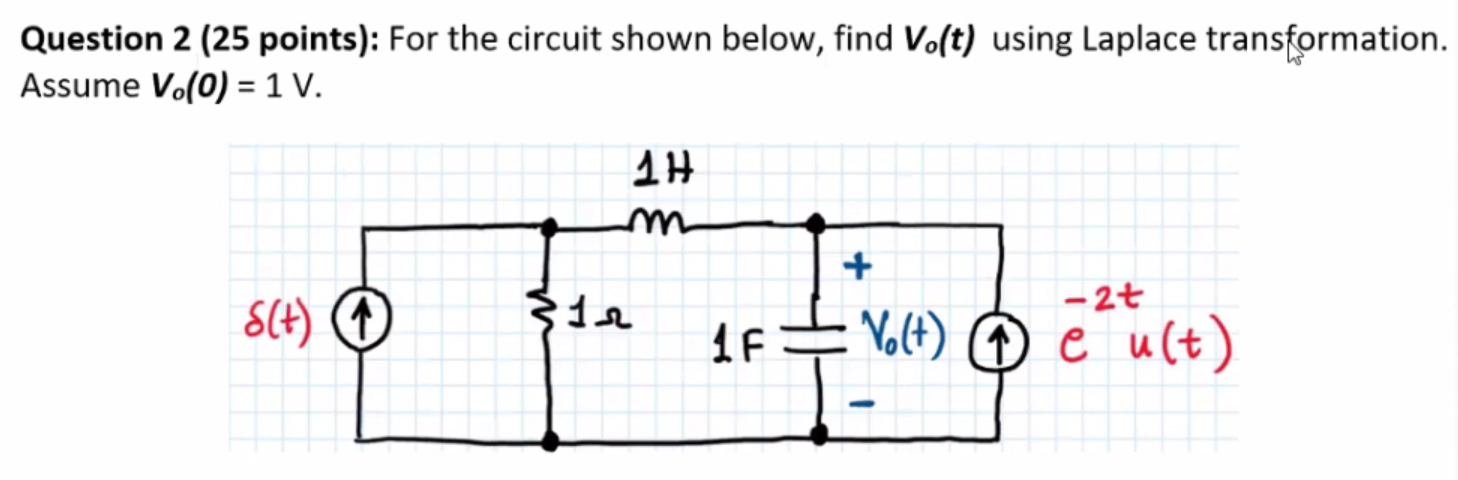 Solved Question 2 (25 points): For the circuit shown below, | Chegg.com