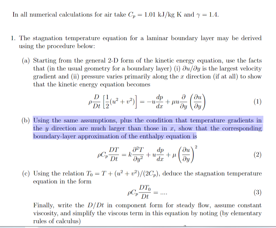 In all numerical calculations for air take Cp = 1.01