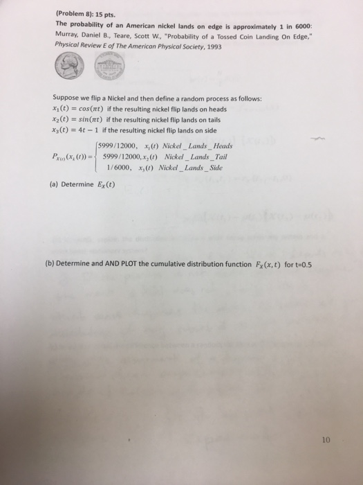The probability of an American nickel lands on edge