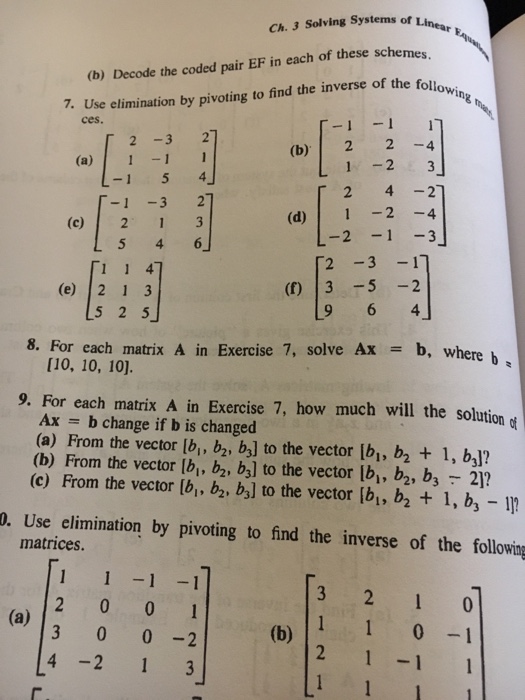 Solved Ch. 3 Solving Systems Of Of Linear (b) Decode The | Chegg.com