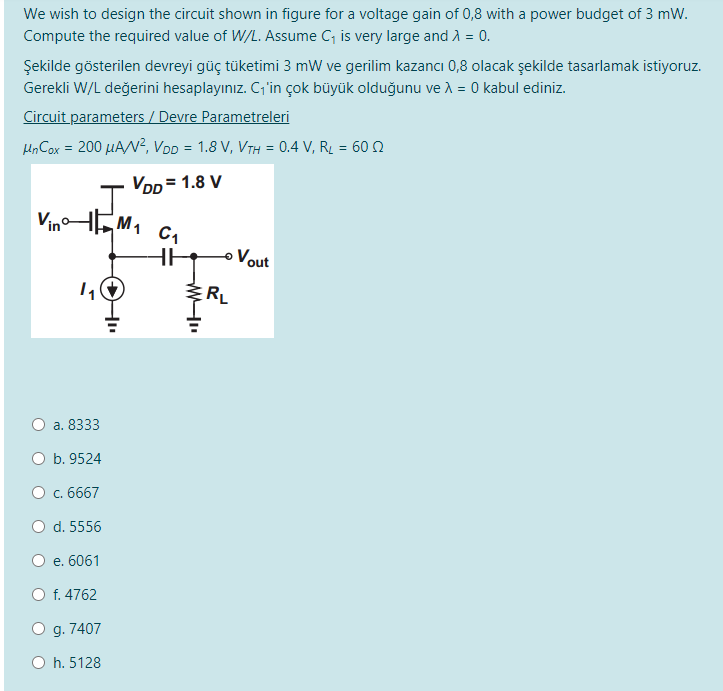 Solved We wish to design the circuit shown in figure for a | Chegg.com