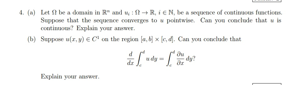 Solved 4. (a) Let 2 be a domain in R™ and U; : 12R, I E N, | Chegg.com